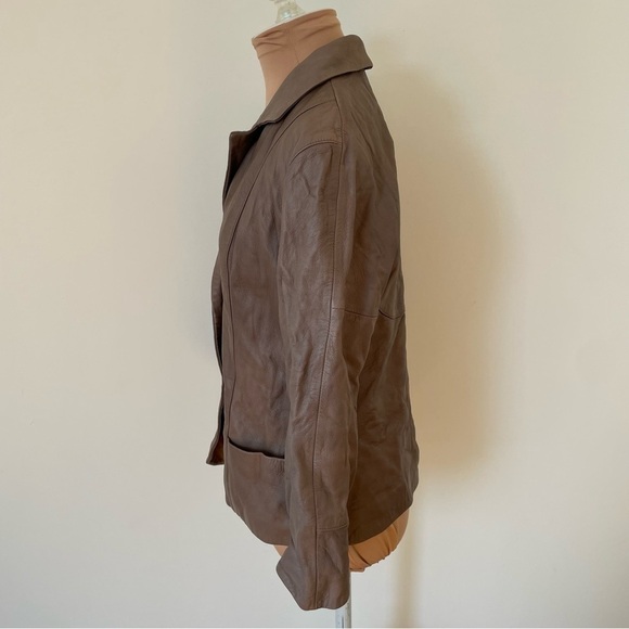 Vince Womens Brown Leather Snap Closure Blazer Jacket V0550-90092 Size 2 - Picture 2 of 10